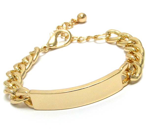 CURVED PLAIN METAL PLATE AND CHAIN BRACELET
