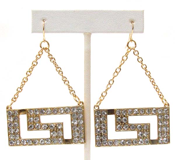 Crystal deco square pattern drop earring