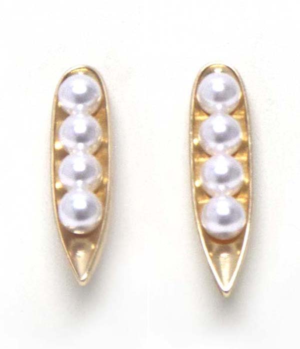 Premier electro plating pearl center bean stud earring
