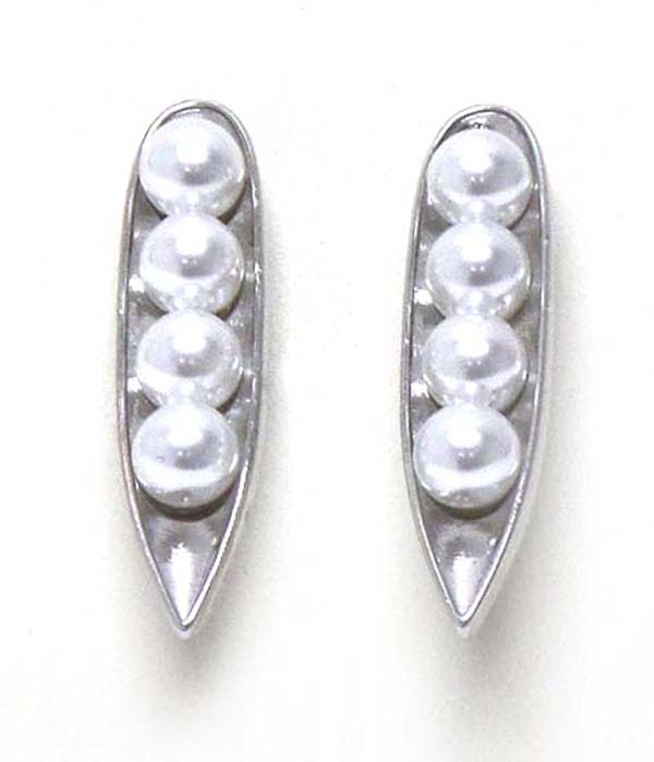 Premier electro plating pearl center bean stud earring