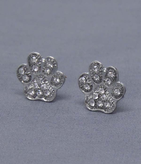 Premier electro plating crystal paw stud earring