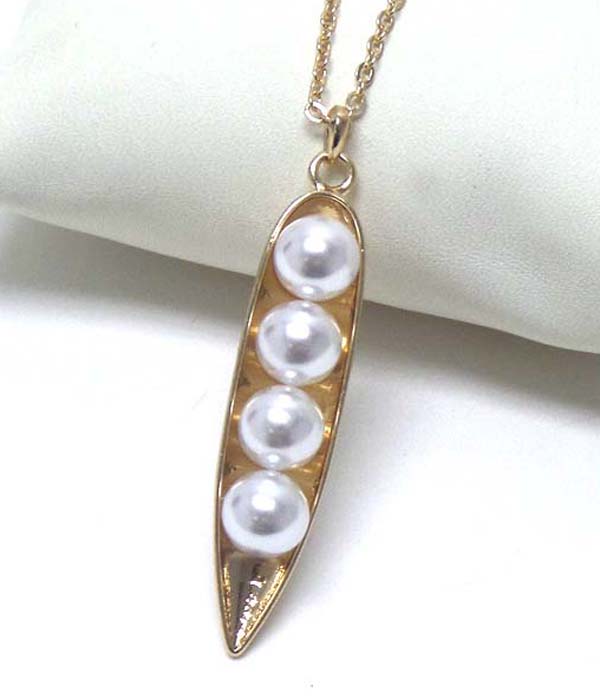 PREMIER ELECTRO PLATING PEARL CENTER BEAN PENDANT NECKLACE