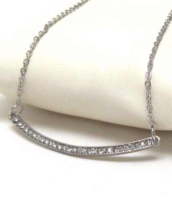 Premier electro plating curved crystal bar pendant necklace