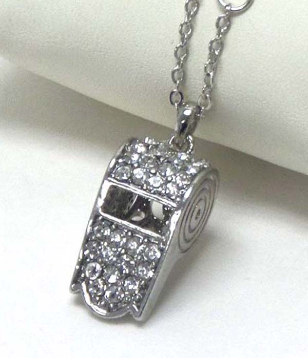 Premier electro plating crystal whistle pendant nekclace