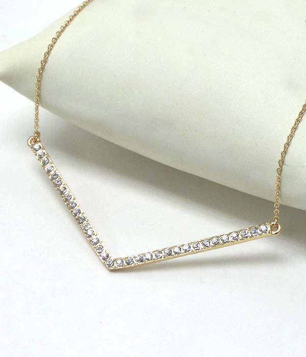 Premier electro plating crystal chevron bar necklace