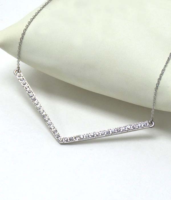 Premier electro plating crystal chevron bar necklace