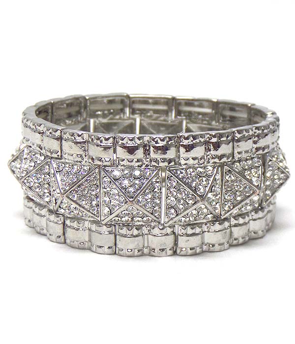 Crystal stud on multi spike stretch bracelet