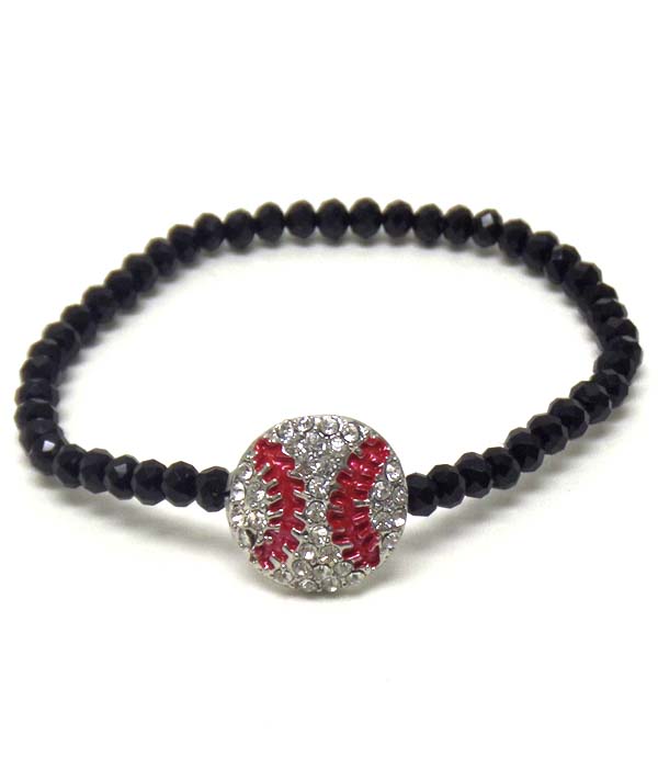 Crystal baseball stretch bracelet