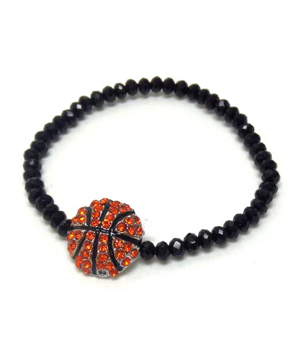 Crystal basketball stretch bracelet