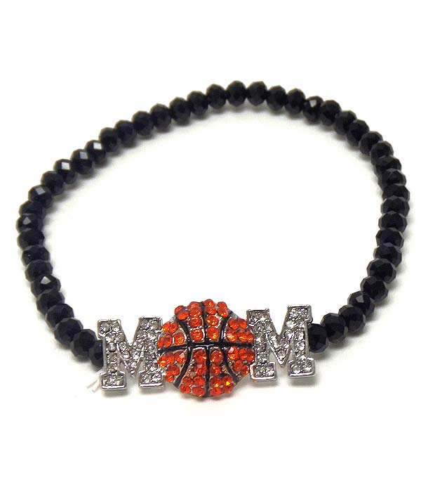 Crystal basketball mom stretch bracelet