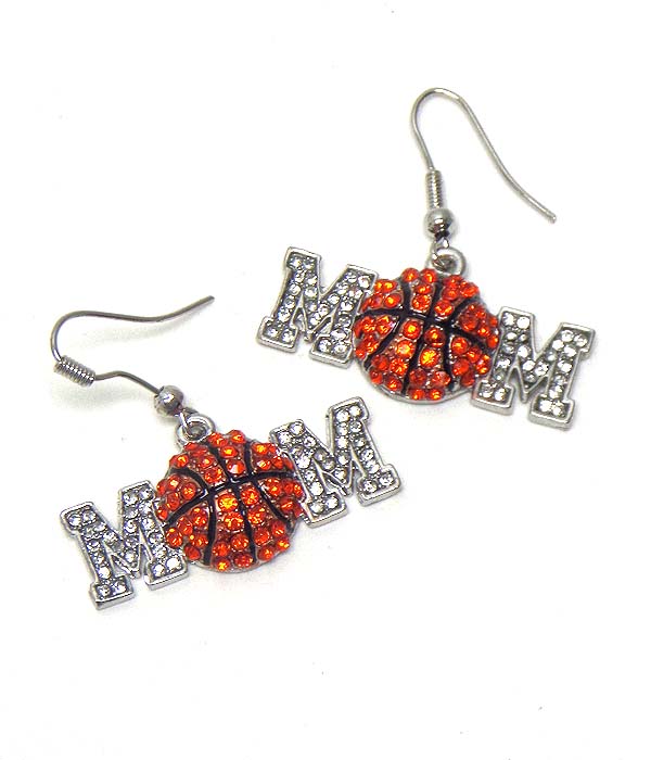 Crystal basketball mom earring