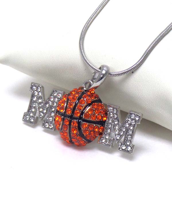 Crsytal basketball mom necklace