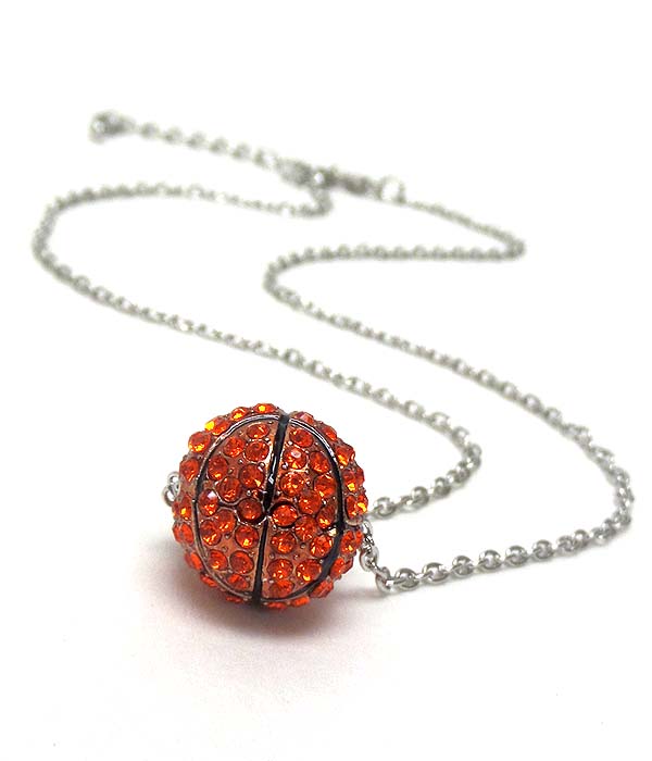 Crystal basketball necklace