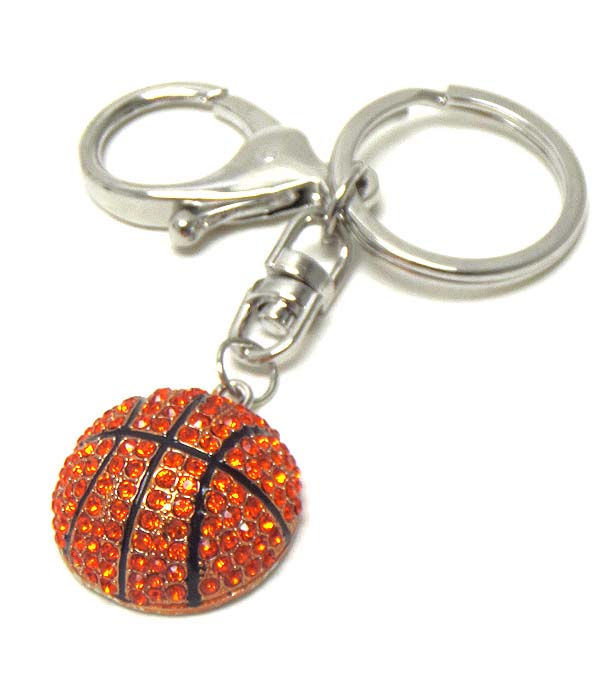 Crystal puffy basketball key chain