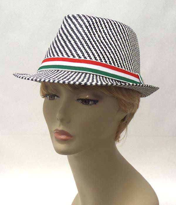 Mexico flag stripe straw summer fedora