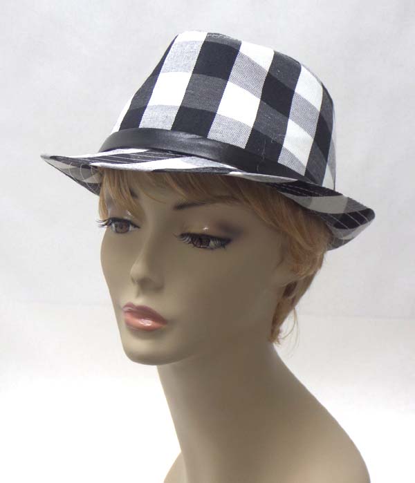 Plaid pattern summer fedora