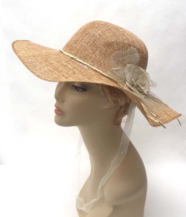 Side flower accent floppy brim summer hat