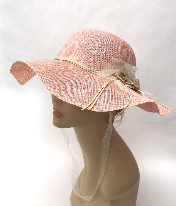 Side flower accent floppy brim summer hat