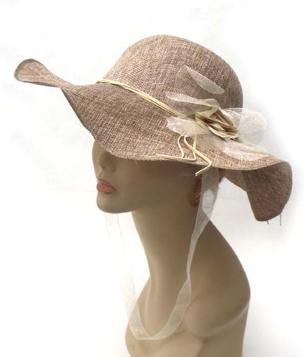 Side flower accent floppy brim summer hat