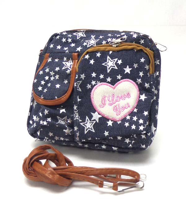 Star print tote messenger bag