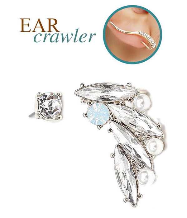Crystal and pearl mix ear crawler