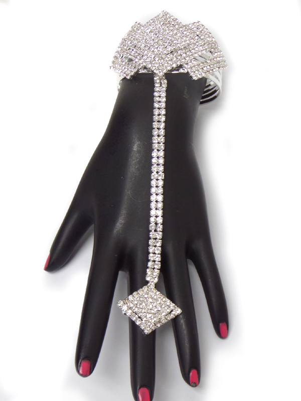 Rhinestone diamond shape slave ring and bracelet set