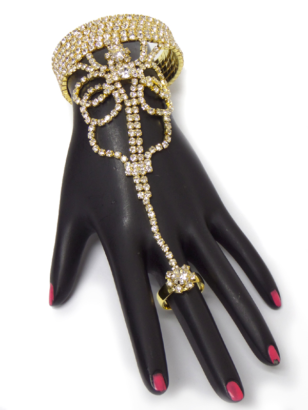 Rhinestone slave ring and bracelet set