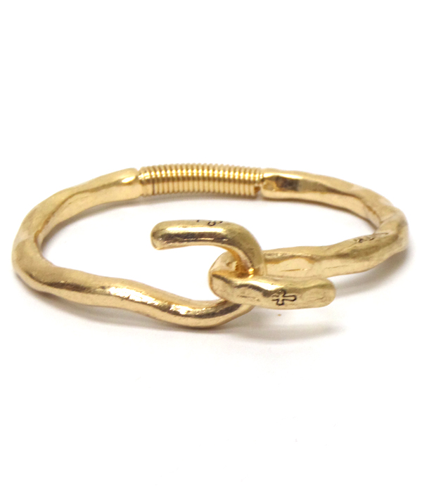 Handmade metal flexible spring back hook bracelet - faith