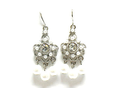 Crystal and pearl bead drop earring