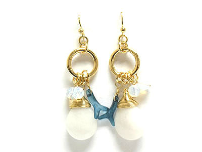 Natural stone drop earring - snow quartz