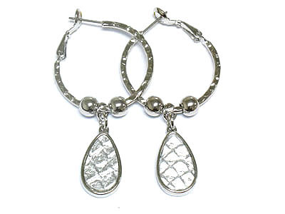Snake skin pattern drop hoop earring - hoops