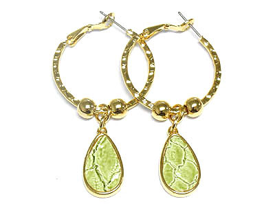 Snake skin pattern drop hoop earring - hoops