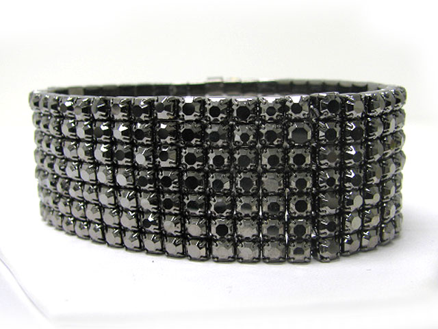 7 row gunmetal rhinestone stretch bracelet?