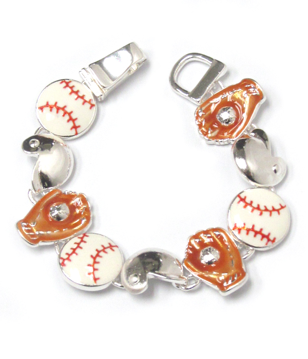 Baseball theme magentic bracelet