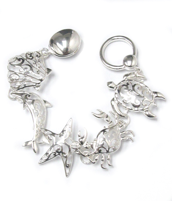 Filigree sealife cut magnetic bracelet