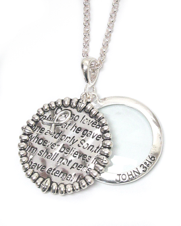 Religious inspiration magnifying glass necklace - john 3:16