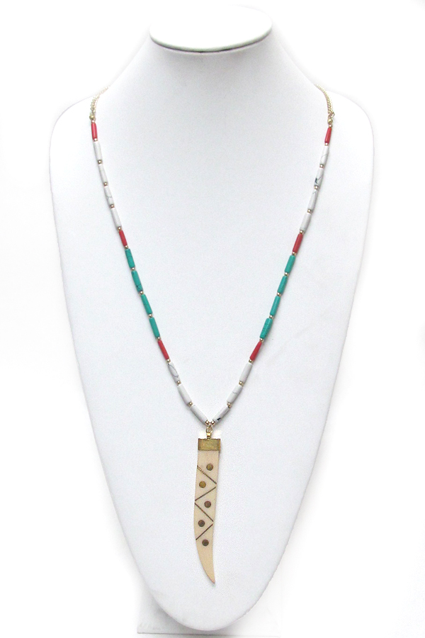 MULTI BEAD HORN PENDANT NECKLACE