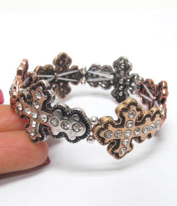 CHICO STYLE MULTI METAL TEXTURED CROSS BRACELET