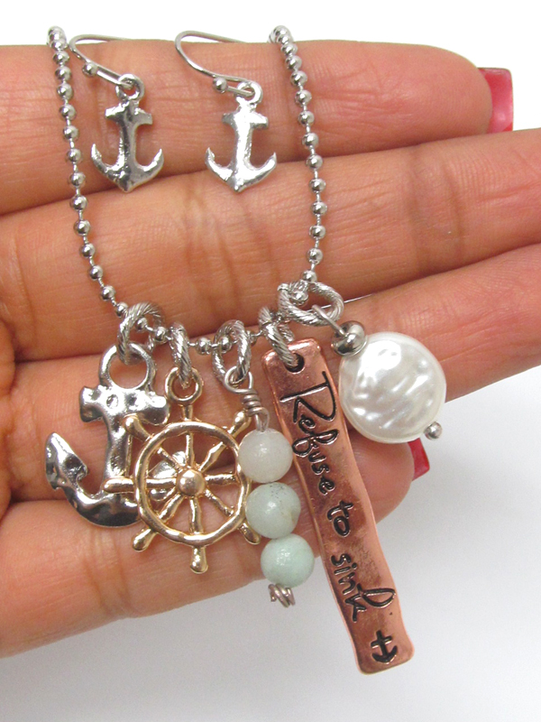 Multi sea life theme charm necklace set - refuse to sink