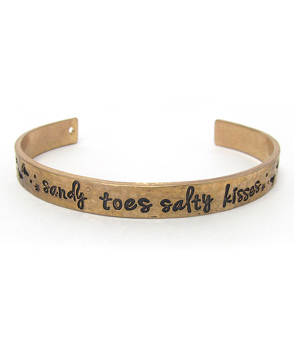 SEALIFE THEME MESSAGE BANGLE BRACELET - SANDY TOES SALTY KISSES