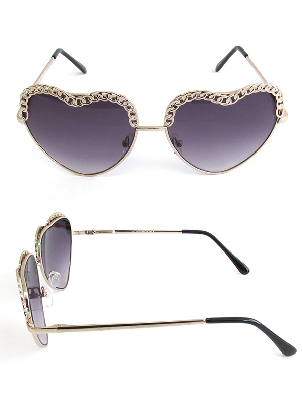 UV 400 PROTECTION HEART SHAPE SPRING HINGE SUNGLASSES