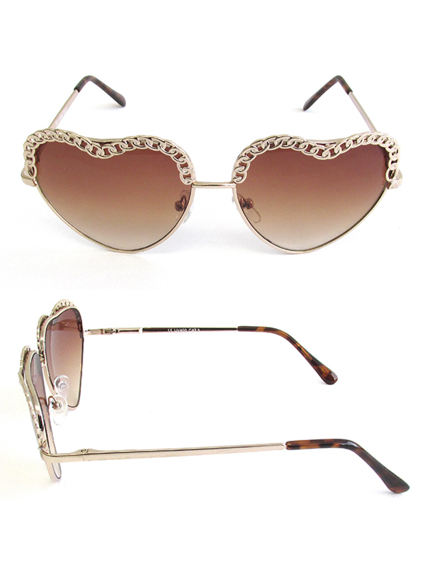 UV 400 PROTECTION HEART SHAPE SPRING HINGE SUNGLASSES