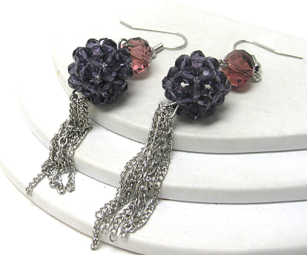 Facet beads and metal tassel drop earring