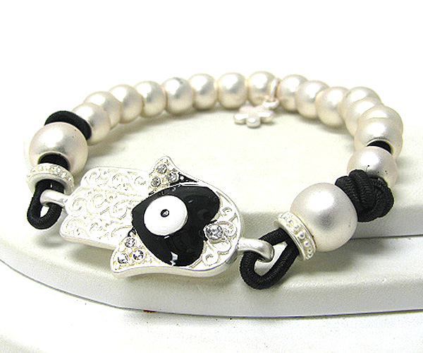 Crystal hamsa stretch bracelet