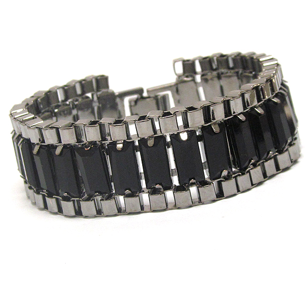 Square acrylic stone and metal tube deco bracelet