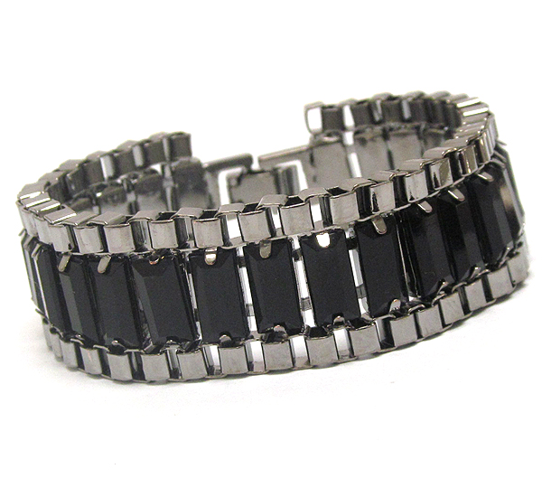 SQUARE ACRYLIC STONE AND METAL TUBE DECO BRACELET