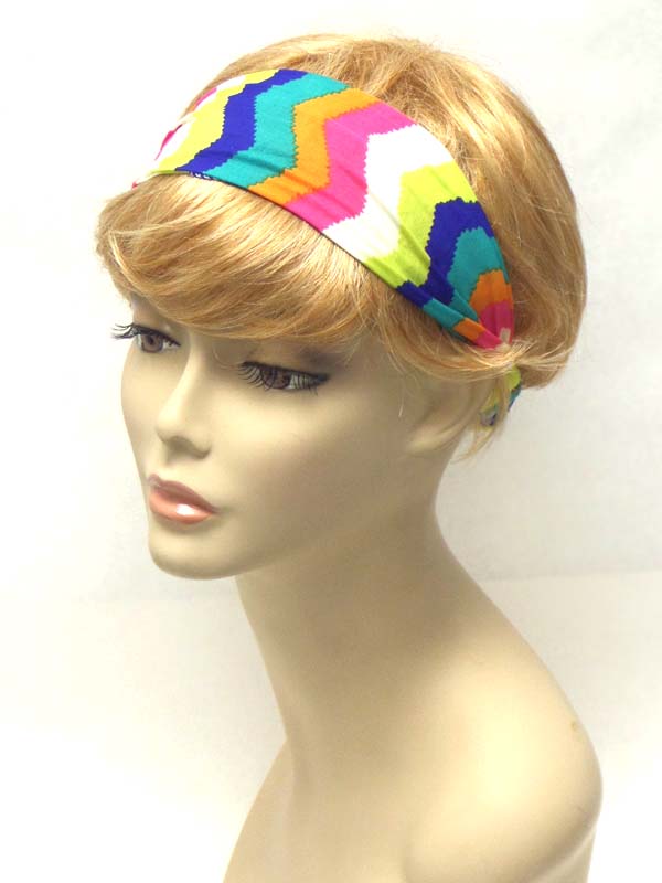 Chevron print stretch headband