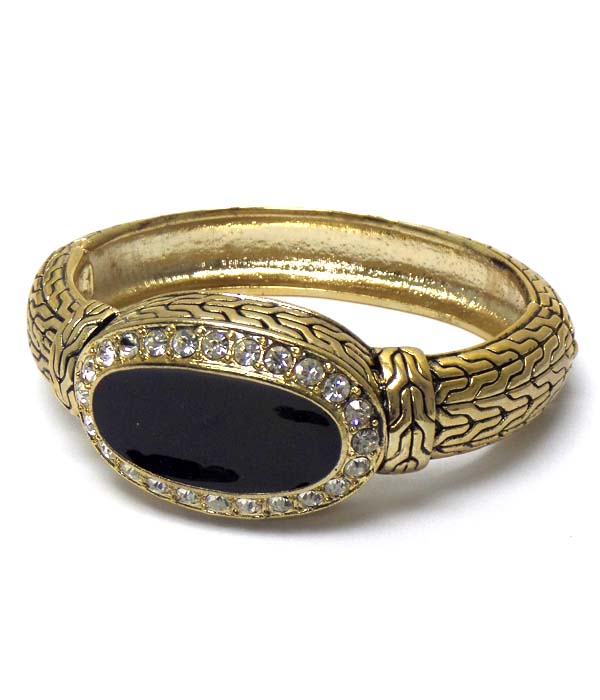 Crystal and epoxy center hinge bangle bracelet