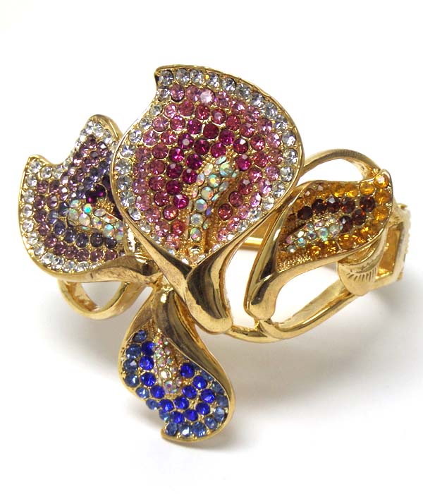 Crystal deco tulip hinge bangle bracelet