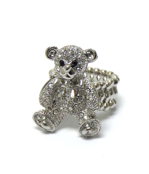 Crystal teddy bear stretch ring